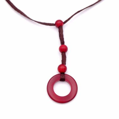 Tagua chain pendant, red