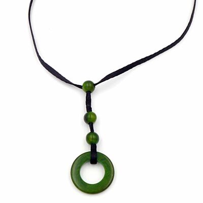 Tagua chain pendant, dark green
