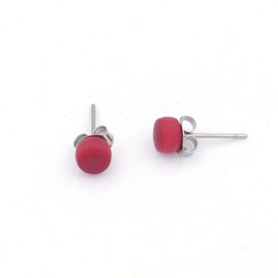 Tagua topi earrings, red