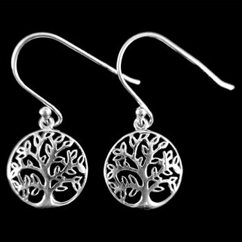 Boucles d'Oreilles Arbre de Vie en Argent