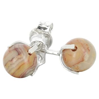 Boucles d'Oreilles en Agate Crazy Lace & Argent