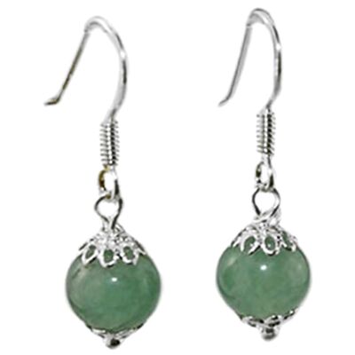 Boucles d'Oreilles en Aventurine Verte & Argent