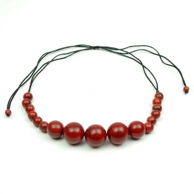 Collier Tagua, perle, rouge