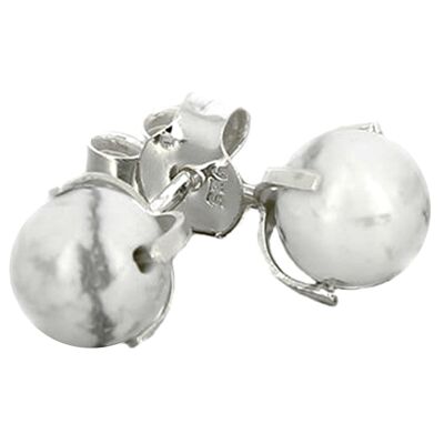 Boucles d'Oreilles en Howlite & Argent