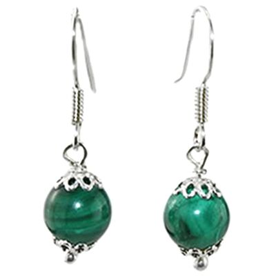 Boucles d'Oreilles en Malachite & Argent