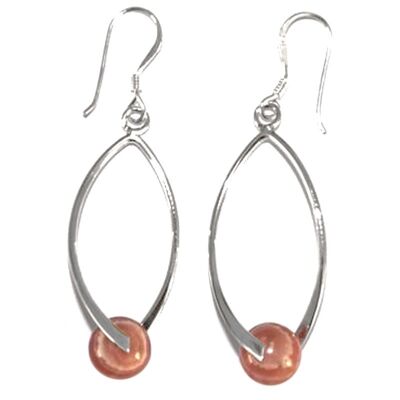 Boucles d'Oreilles en Rhodochrosite & Argent