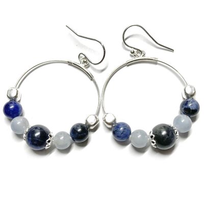 Boucles d'Oreilles en Sodalite & Angélite