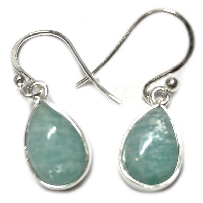 Boucles d'Oreilles Gouttes en Amazonite & Argent