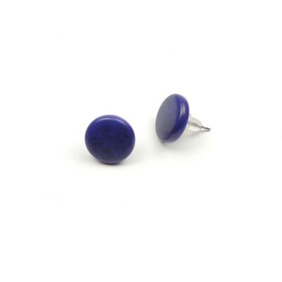 Pendientes de botón de tagua, azul royal