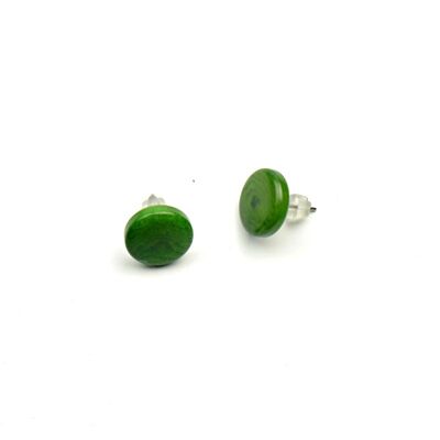 Tagua stud earrings, moss green