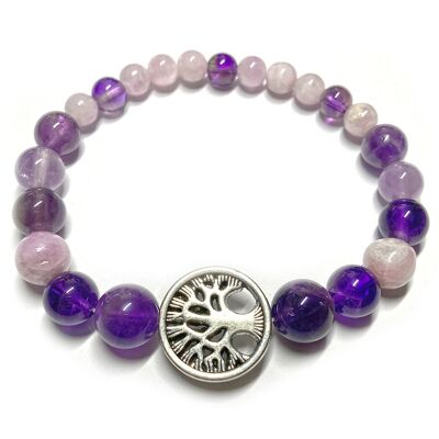 Bracelet Boules en Kunzite & Améthyste