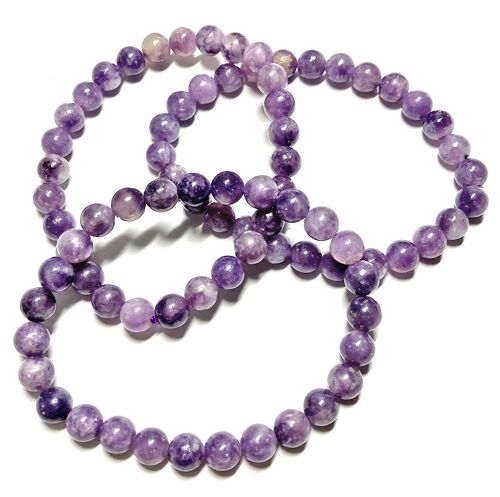 Bracelet Boules en Lépidolite Violette