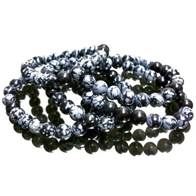 Bracelet Boules en Obsidienne Neige