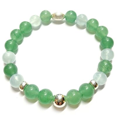 Bracelet en Aventurine Verte & Aigue Marine