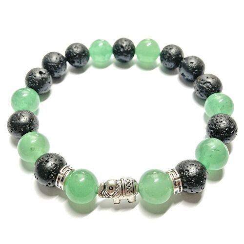 Bracelet en Aventurine Verte & Basalte