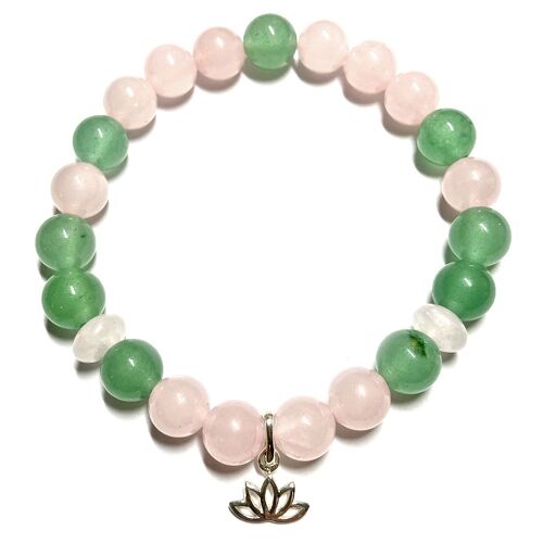 Bracelet aventurine verte, quartz rose, un bracelet doux et féminin