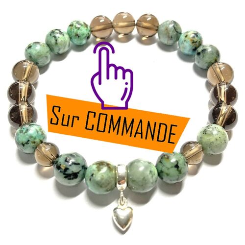 Bracelet en Chrysocolle & Quartz Fumé