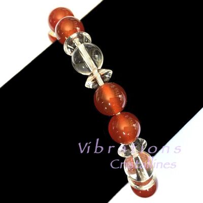 Bracelet en Cristal de Roche & Cornaline