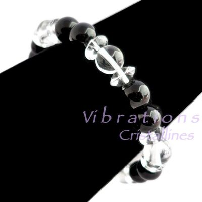 Bracelet en Cristal de Roche & Onyx