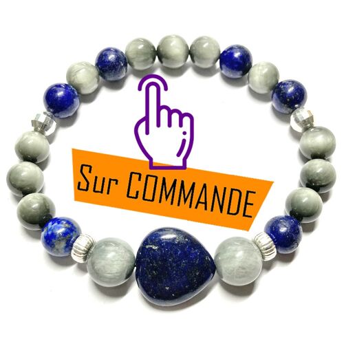 Bracelet en Lapis Lazuli & Oeil de Chat