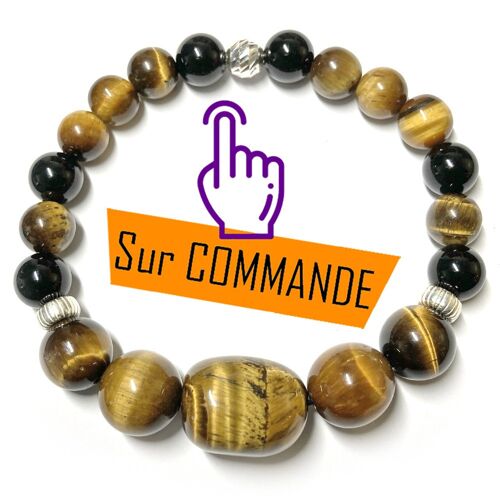 Bracelet en Oeil de Tigre & Onyx