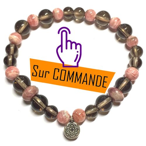 Bracelet en Rhodochrosite & Quartz Fumé