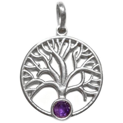 Pendentif Arbre de Vie en Argent et Améthyste