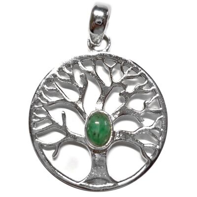 Pendentif Arbre de Vie en Argent et Emeraude