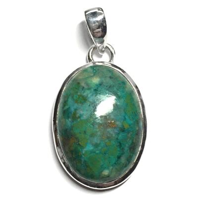 Pendentif Cabochon en Chrysocolle et Argent