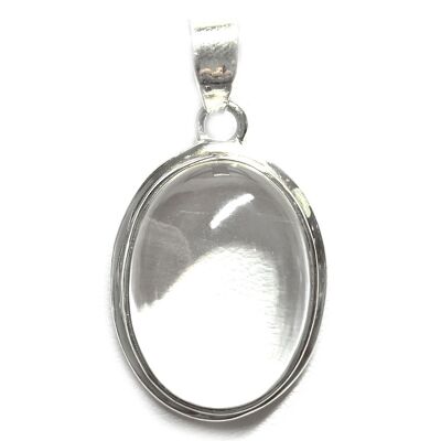 Pendentif Cabochon en Cristal de Roche & Argent