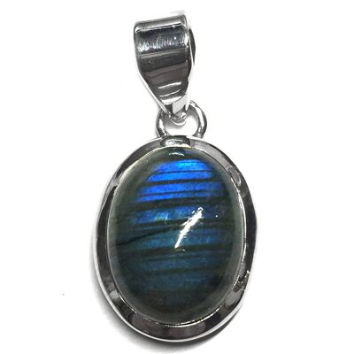 Pendentif Cabochon en Labradorite & Argent