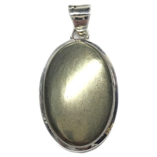 Pendentif Cabochon en Pyrite & Argent