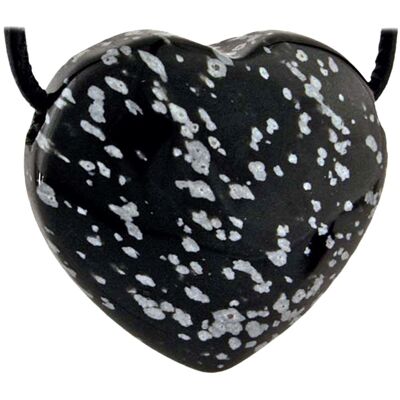 Pendentif Coeur en Obsidienne Neige