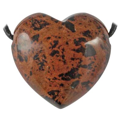 Pendentif Coeur en Obsidienne Rouge