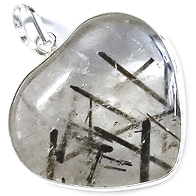 Pendentif Coeur en Quartz Tourmaline & Argent