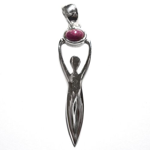 Pendentif Déesse en Argent et Rubis