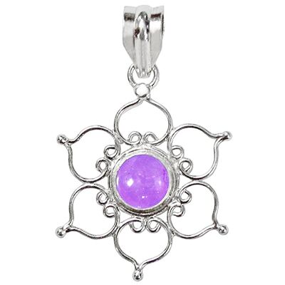 Pendentif Fleur de Lotus en Argent et Améthyste