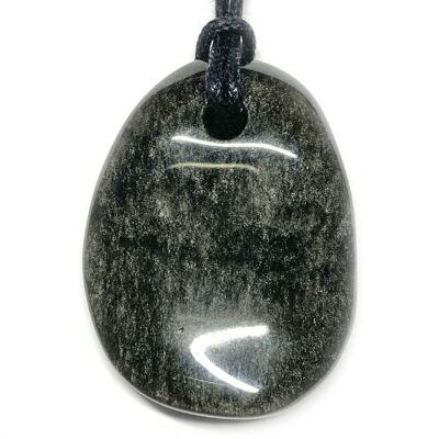 Pendentif Pétale en Obsidienne Dorée