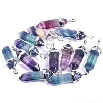 Pendentif Pointe en Fluorite Multicolore