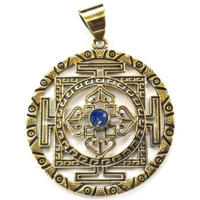 Pendentif Tibétain en Bronze et Lapis-Lazuli