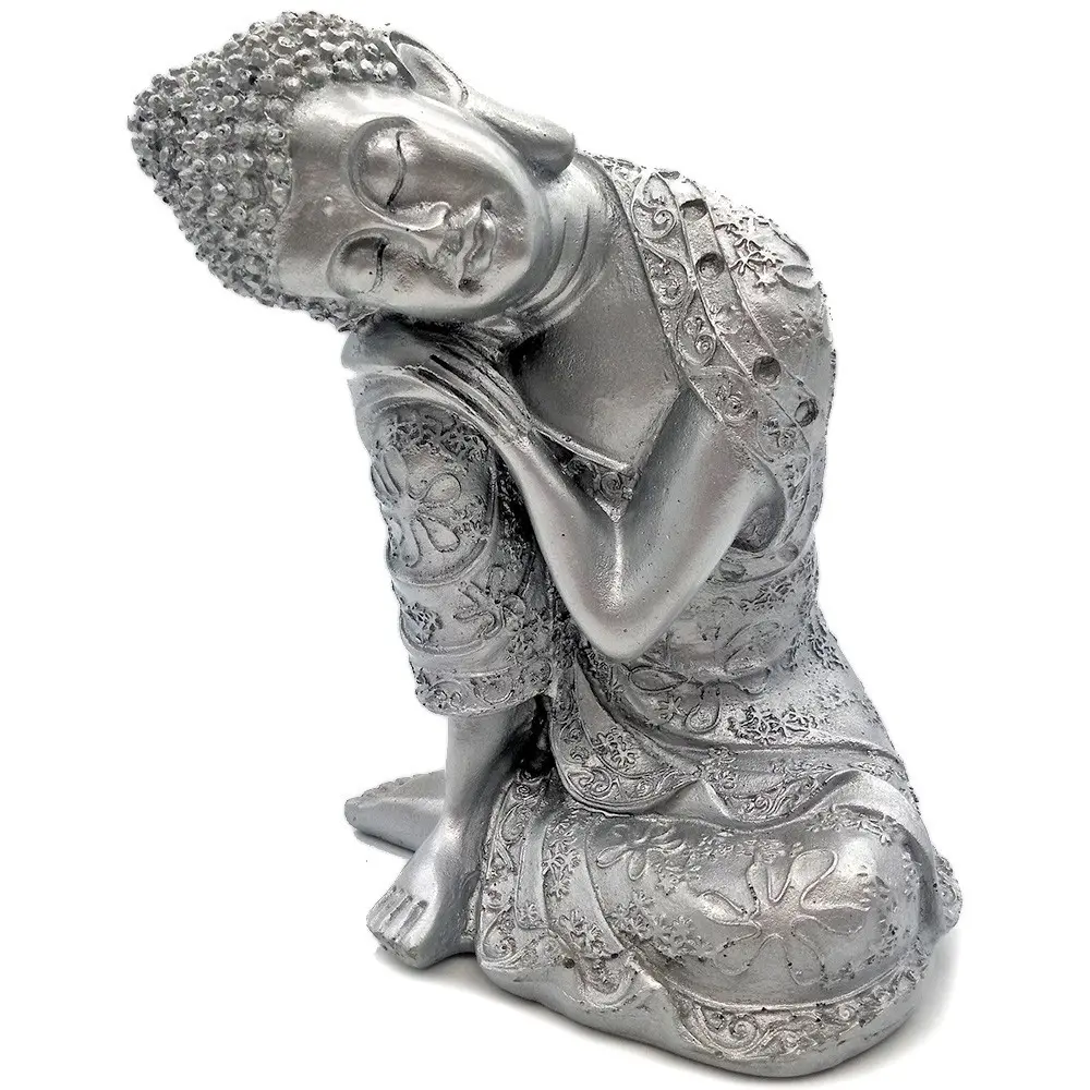Statuette Bouddha Avec Bol En Pierre – 33 Cm, 9 Kg, Gris, Résistante Au Gel, Pour Extérieur, Décoration Jardin Zen