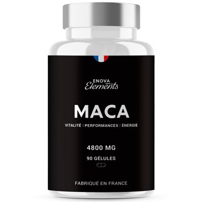 Enova Laboratories SCHWARZES MACA | HOHE DOSIERUNG Bis zu 4800 MG | Vitalität, Leistung, Energie | 90 Kapseln | Nahrungsergänzungsmittel | Hergestellt in Frankreich