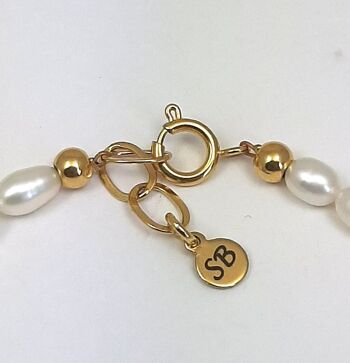 Bracelet perles d'eau douce acier inoxydable plaqué or 2