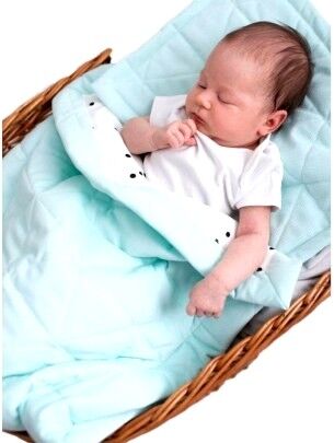 Double-sided quilt Triangles Aquamarine 100 x 70 cm