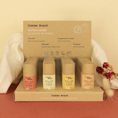 Expositor de perfumes sólidos “aromas dulces” + testers ofrecidos