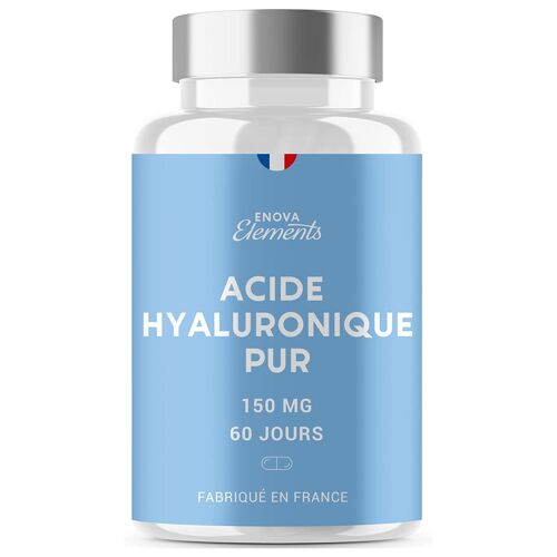 ACIDE HYALURONIQUE PUR | 150 mg/jour | Anti-âge | 120 gélules | Acide hyaluronique gelules | Complement alimentaire | Fabriqué en France