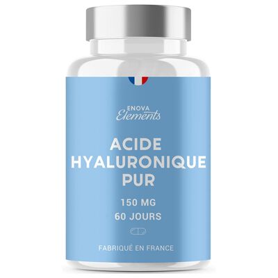 ÁCIDO HIALURÓNICO PURO | 150 mg/día | Antienvejecimiento | 120 cápsulas | Cápsulas de ácido hialurónico | Complemento alimenticio | Fabricado en Francia