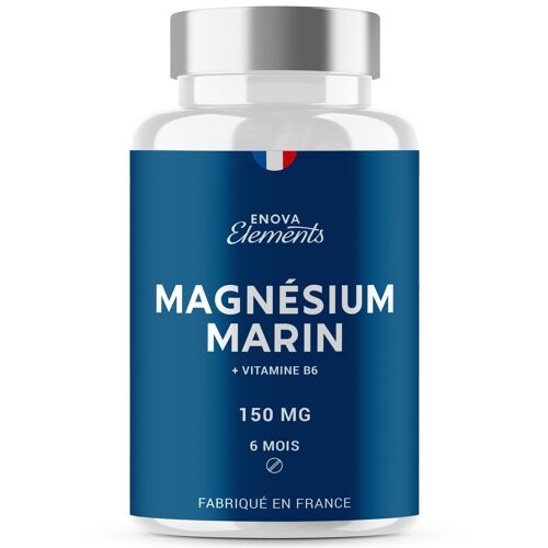 MAGNÉSIUM MARIN + Vitamine B6 | Jusqu'à 300 mg/jour | Contre la fatigue, Anti-stress, Récupération musculaire | Jusqu'à 6 mois de cure | Complement alimentaire | Fabriqué en France