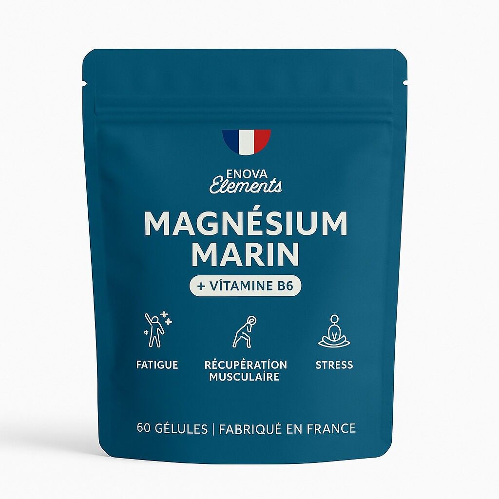 Marines Magnesium + Vitamin B6 | Bis zu 300 mg/Tag | Gegen Müdigkeit, Stress und zur Muskelregeneration | Nahrungsergänzungsmittel | Hergestellt in Frankreich