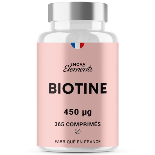 BIOTINE - 1 an d’Approvisionnement 365 Comprimés - Cheveux, Ongles, Peau - Fabriqué en France